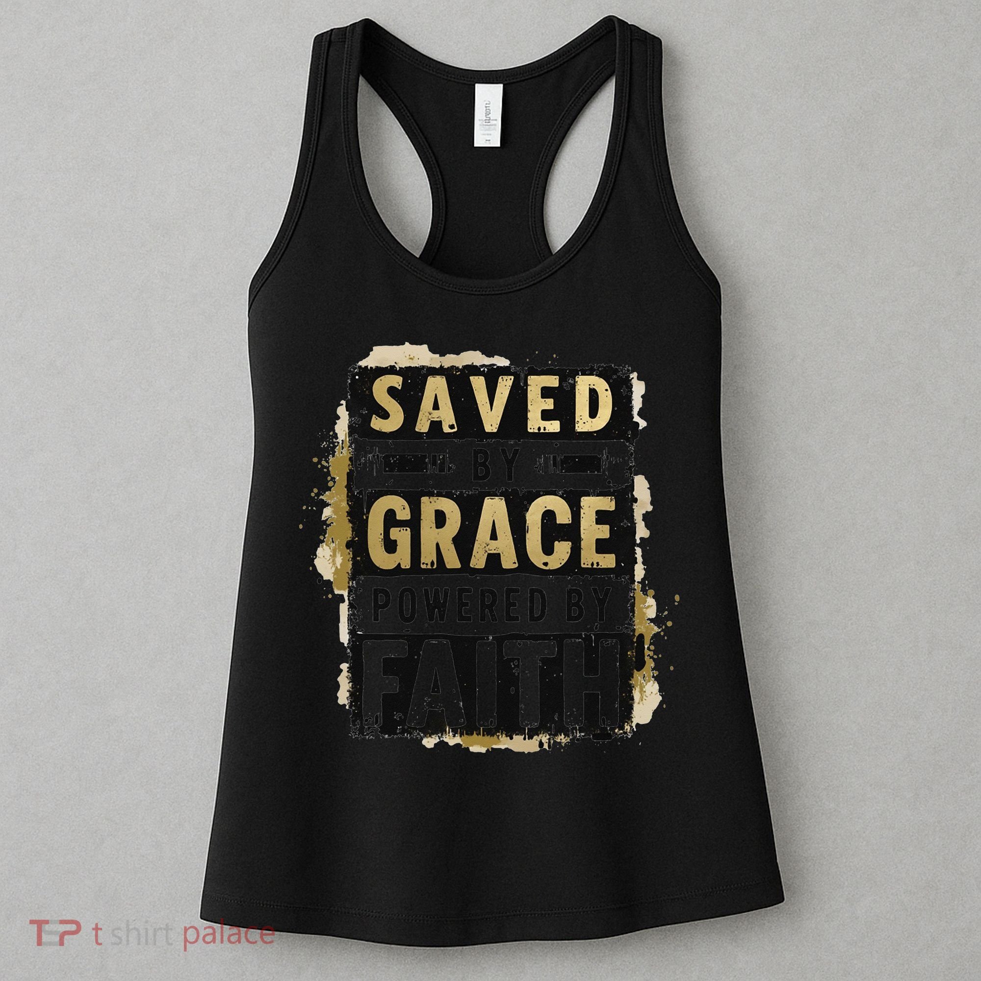Saved By Grace Powered By Faith Christian Religious Jesus Women's Tank Top