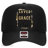 Saved By Grace Powered By Faith Christian Religious Jesus Hat thumb 0