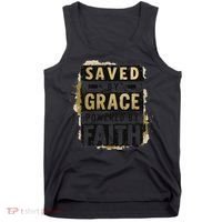 Saved By Grace Powered By Faith Christian Religious Jesus Tank Top thumb 0