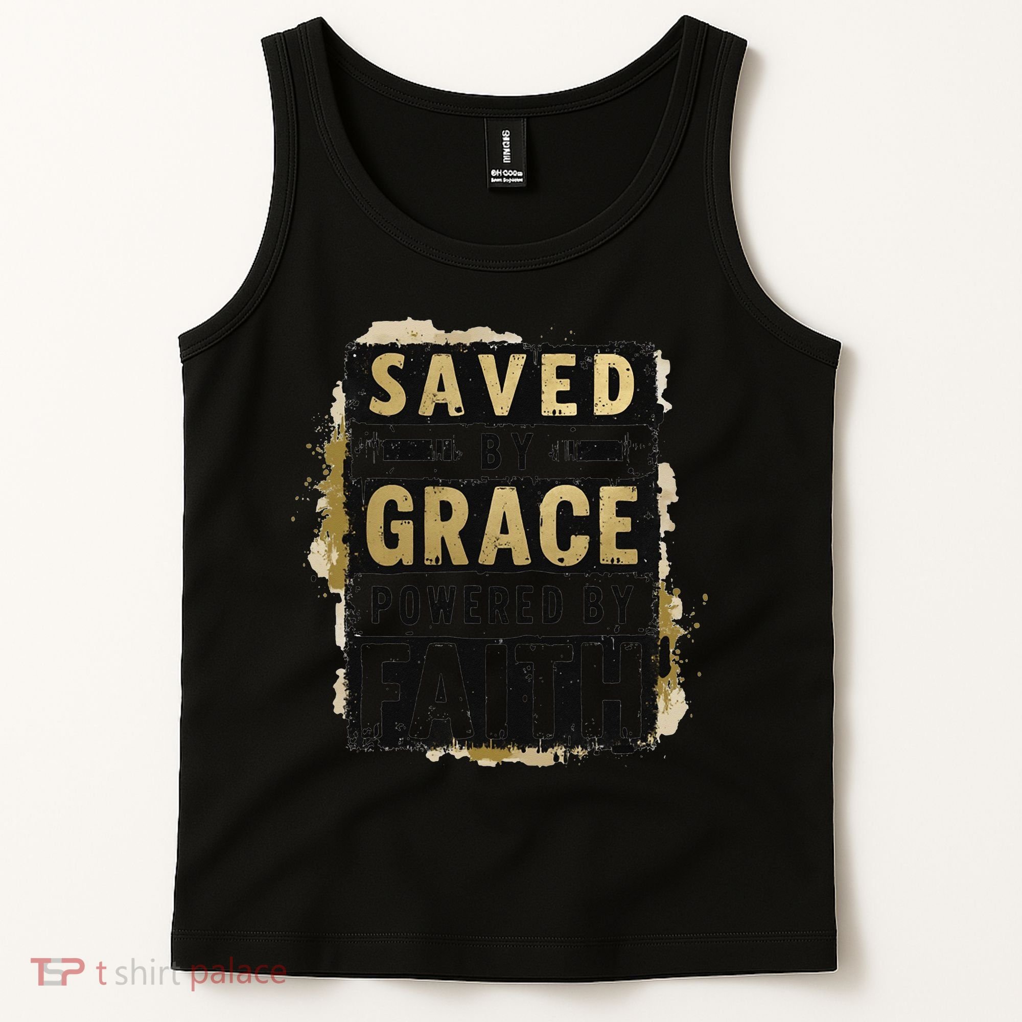 Saved By Grace Powered By Faith Christian Religious Jesus Tank Top