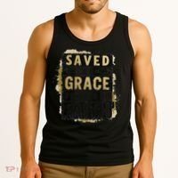 Saved By Grace Powered By Faith Christian Religious Jesus Tank Top thumb 3