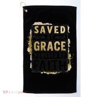 Saved By Grace Powered By Faith Christian Religious Jesus Golf Towel thumb 0