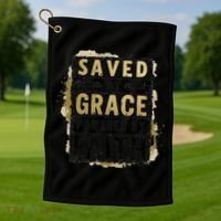 Saved By Grace Powered By Faith Christian Religious Jesus Golf Towel thumb 1
