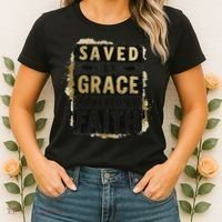 Saved By Grace Powered By Faith Christian Religious Jesus Women's T-Shirt thumb 2