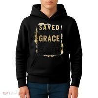 Saved By Grace Powered By Faith Christian Religious Jesus Kids Hoodie thumb 4