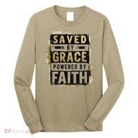 Saved By Grace Powered By Faith Christian Religious Jesus Long Sleeve Shirt thumb 0