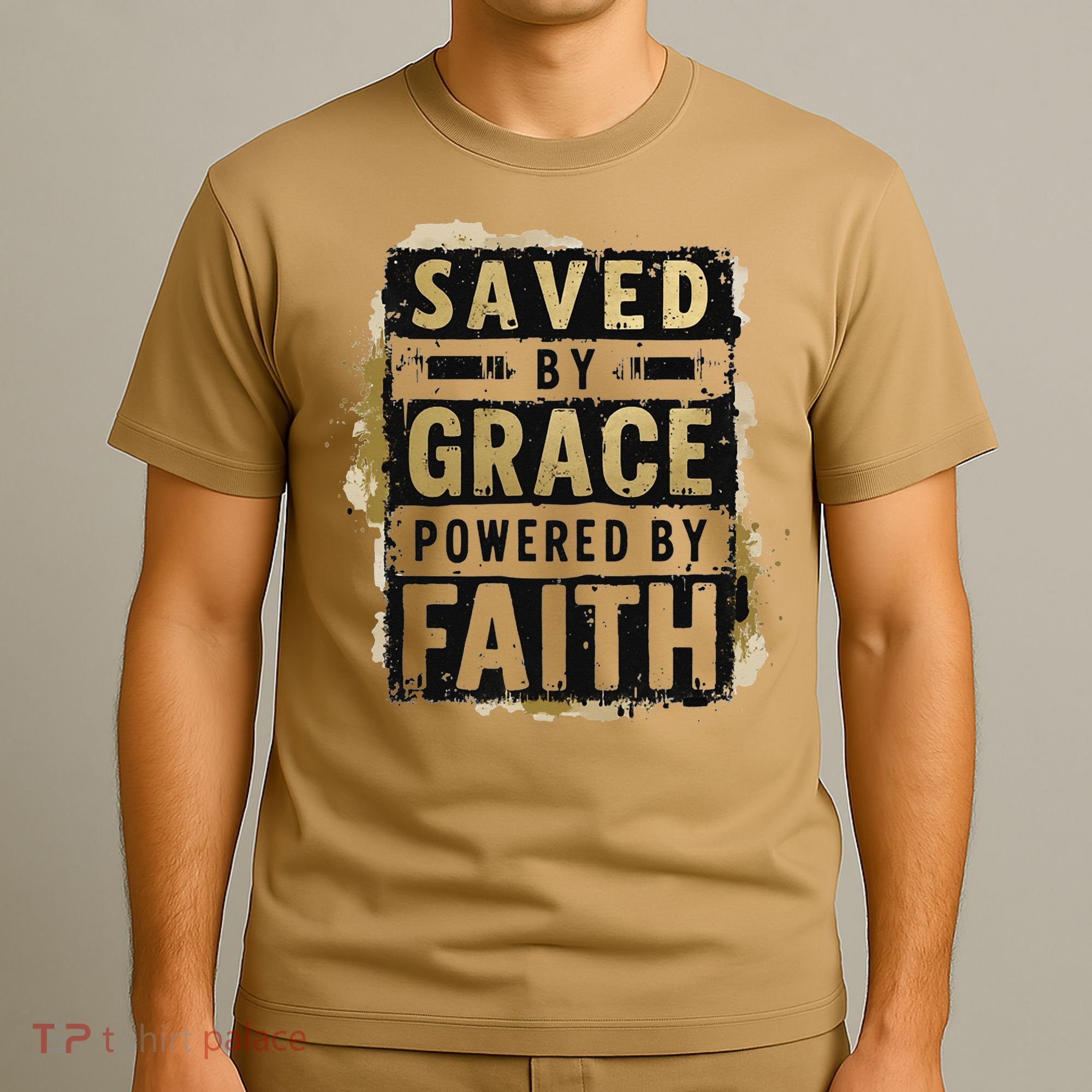 Saved By Grace Powered By Faith Christian Religious Jesus T-Shirt