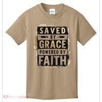 Saved By Grace Powered By Faith Christian Religious Jesus Kids T-Shirt thumb 0