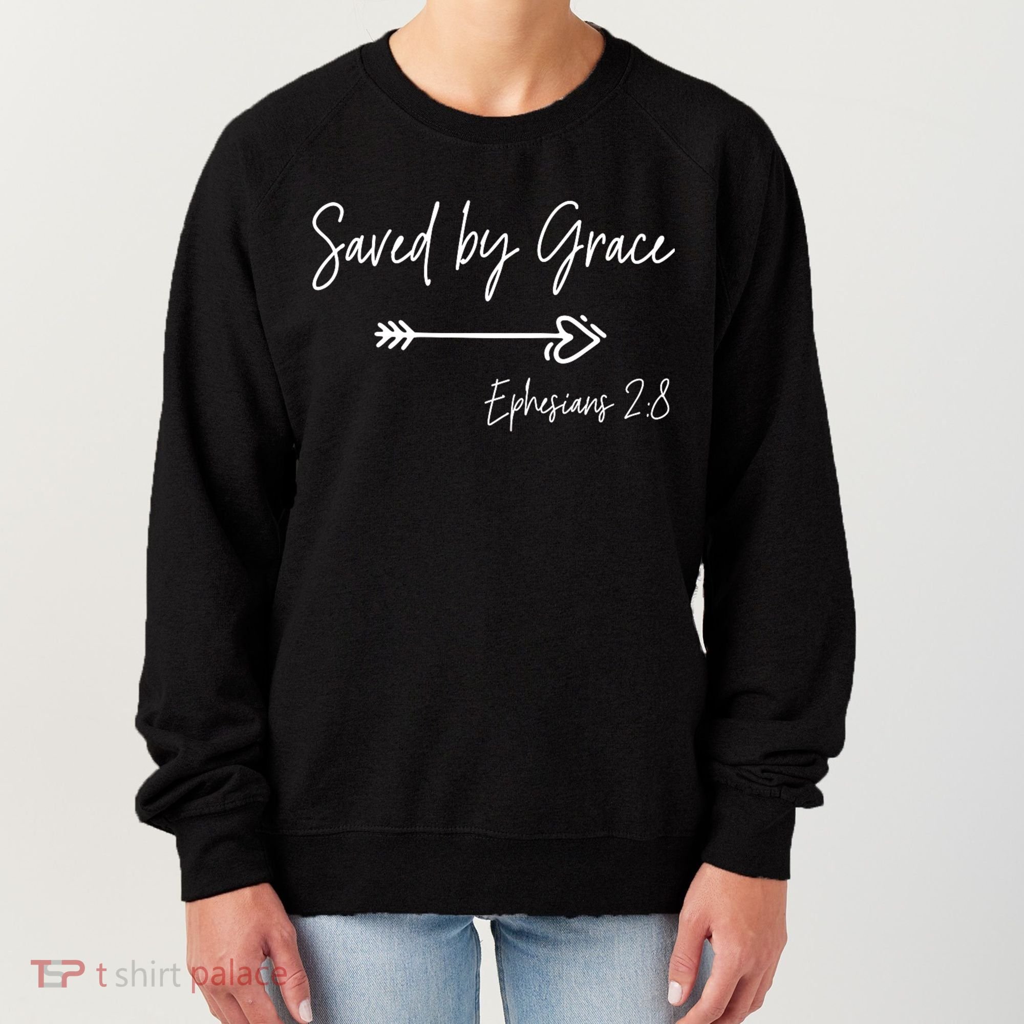 Saved By Grace Ephesians Scripture Christian Bible Verse Women's Sweatshirt