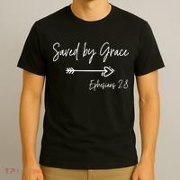 Saved By Grace Ephesians Scripture Christian Bible Verse T-Shirt thumb 3
