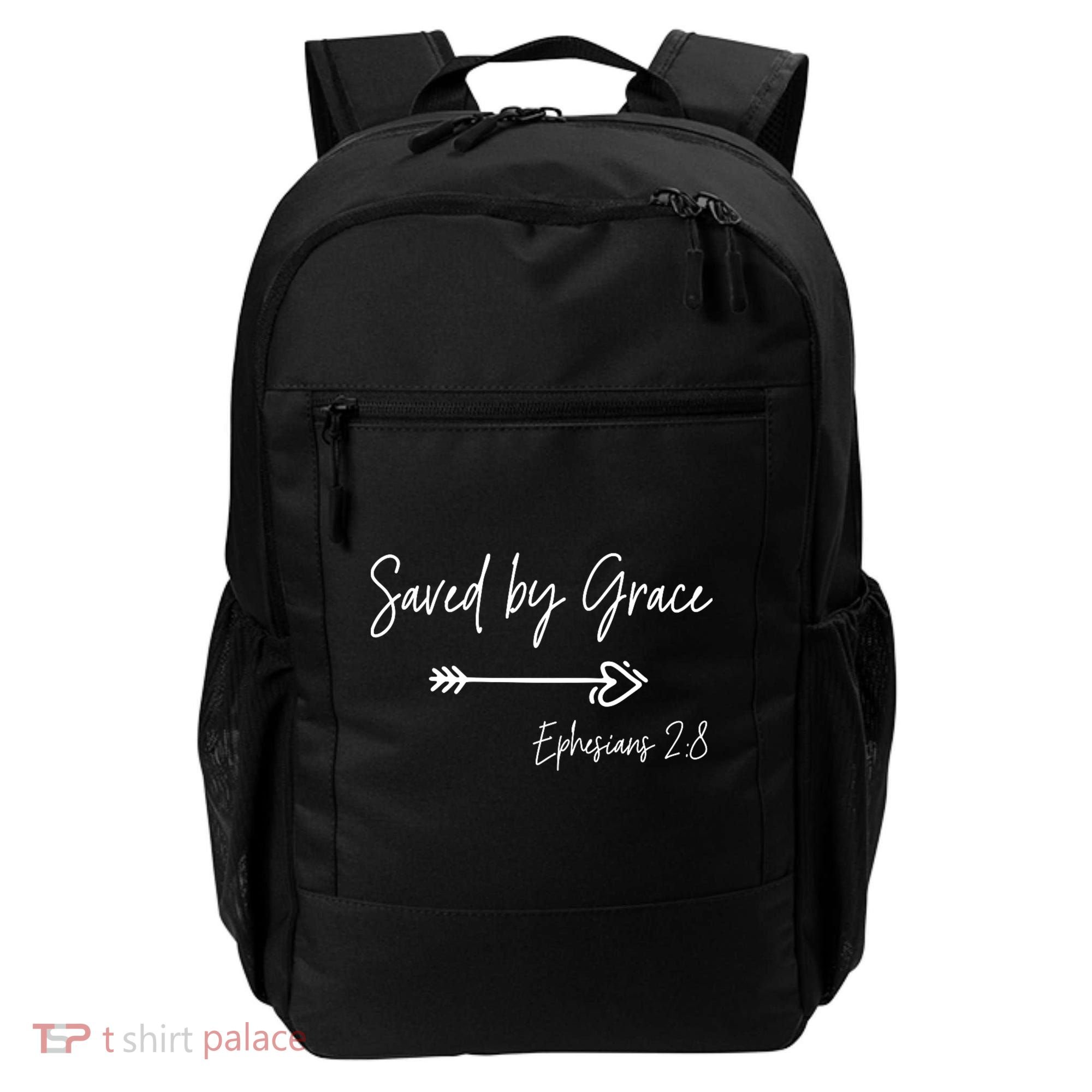 Saved By Grace Ephesians Scripture Christian Bible Verse Backpack