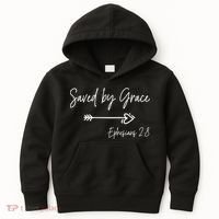 Saved By Grace Ephesians Scripture Christian Bible Verse Kids Hoodie thumb 0