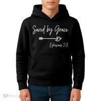 Saved By Grace Ephesians Scripture Christian Bible Verse Kids Hoodie thumb 4
