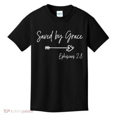 Saved By Grace Ephesians Scripture Christian Bible Verse Kids T-Shirt