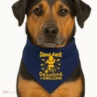 Stand Back Grandpa Is Grilling USA-Made Doggie Bandana thumb 1