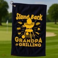 Stand Back Grandpa Is Grilling Golf Towel thumb 1