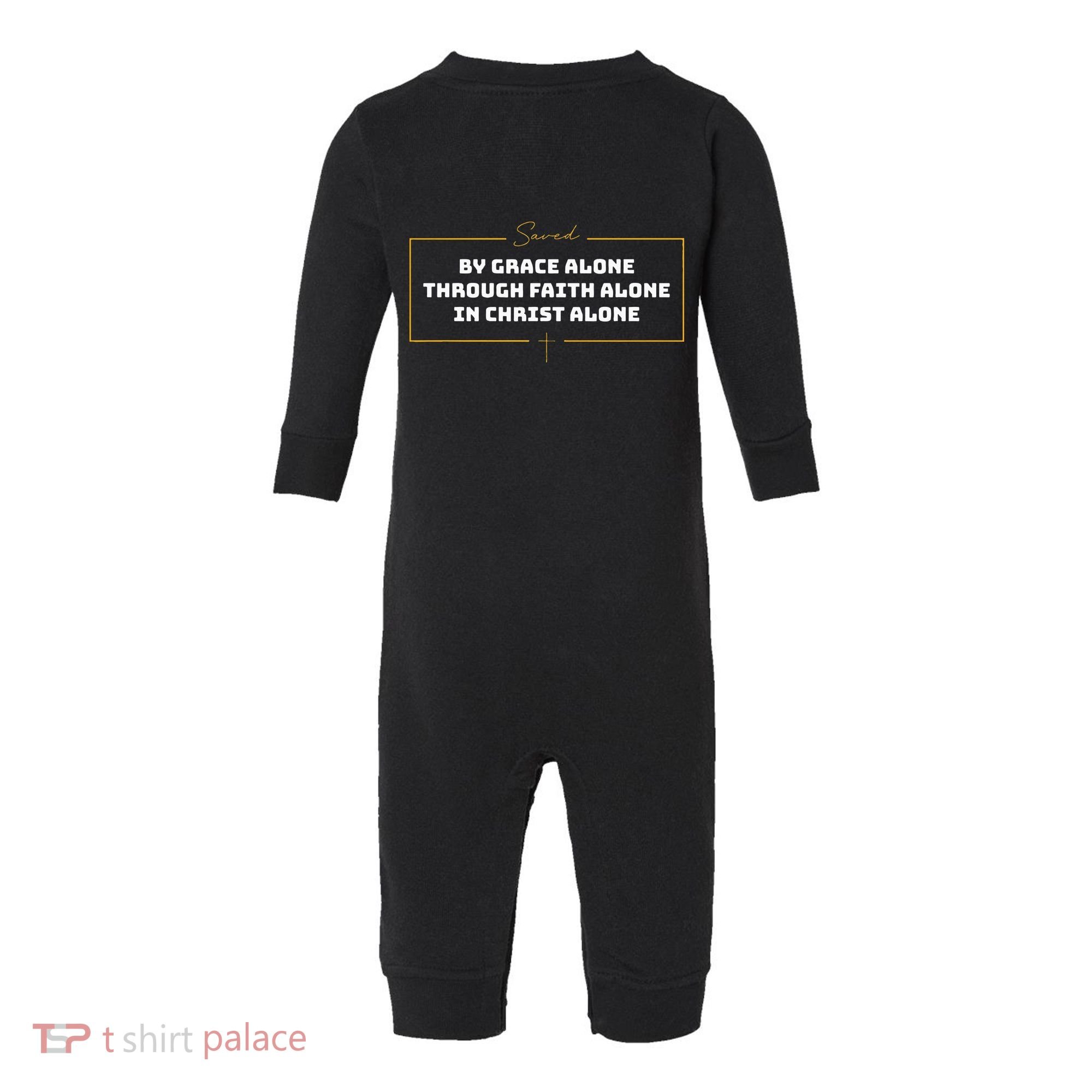 Saved By Grace Alone Solas Of Reformed Theology Christian Infant Fleece One Piece
