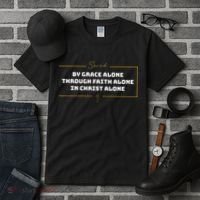 Saved By Grace Alone Solas Of Reformed Theology Christian Tall T-Shirt thumb 3