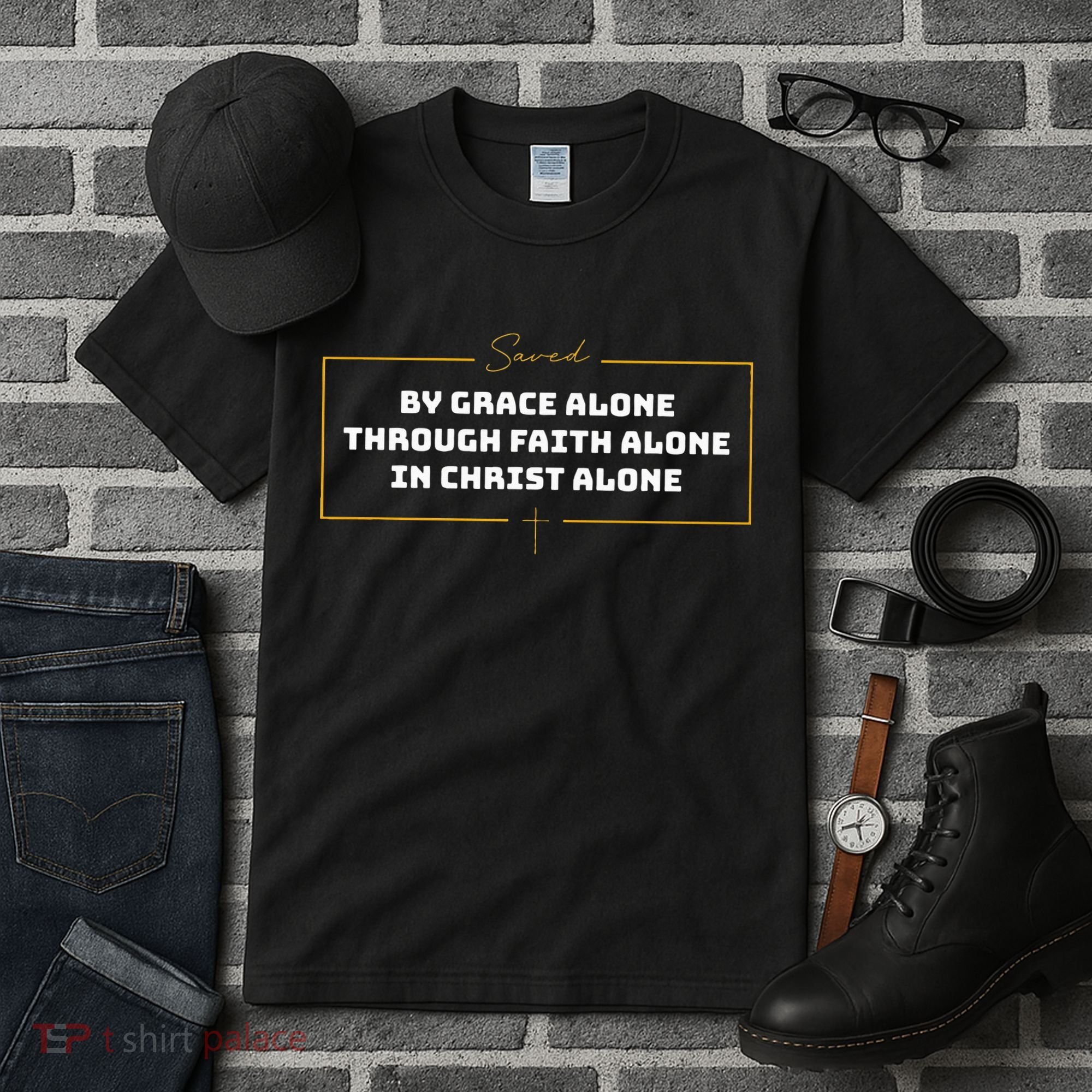 Saved By Grace Alone Solas Of Reformed Theology Christian Tall T-Shirt