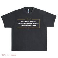 Saved By Grace Alone Solas Of Reformed Theology Christian Urban Oversized Heavyweight T-Shirt thumb 0