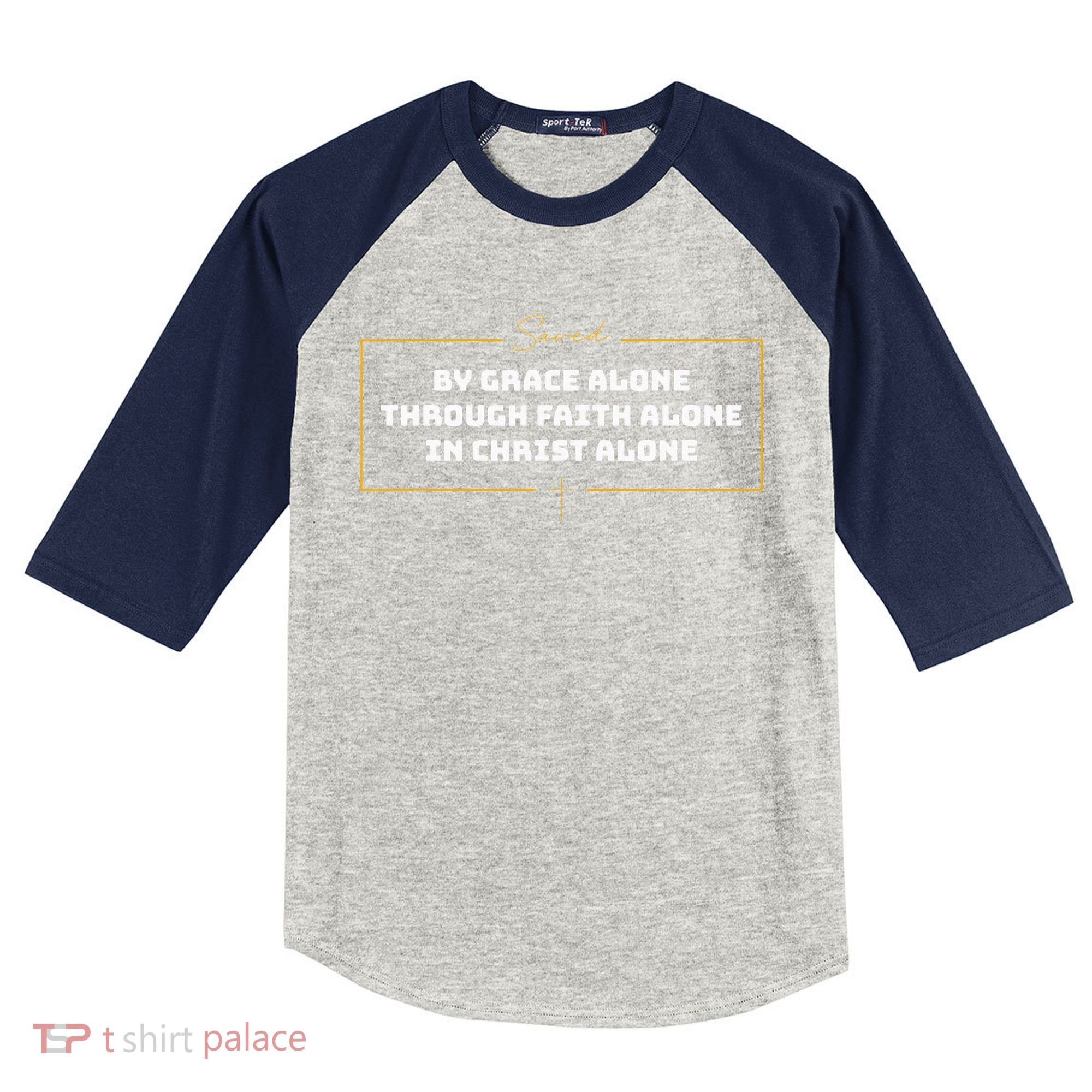 Saved By Grace Alone Solas Of Reformed Theology Christian Kids Colorblock Raglan Jersey