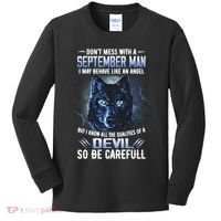September Birthday Gifts Don't Mess With A September Man Kids Long Sleeve Shirt thumb 0