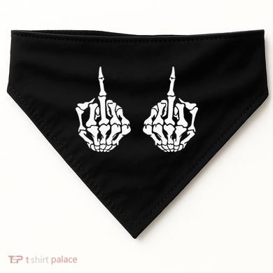 Skeleton Bones Hands Middle Finger Rude Funny Sarcastic USA-Made Doggie Bandana