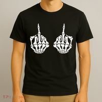 Skeleton Bones Hands Middle Finger Rude Funny Sarcastic T-Shirt thumb 3