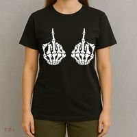 Skeleton Bones Hands Middle Finger Rude Funny Sarcastic T-Shirt thumb 4