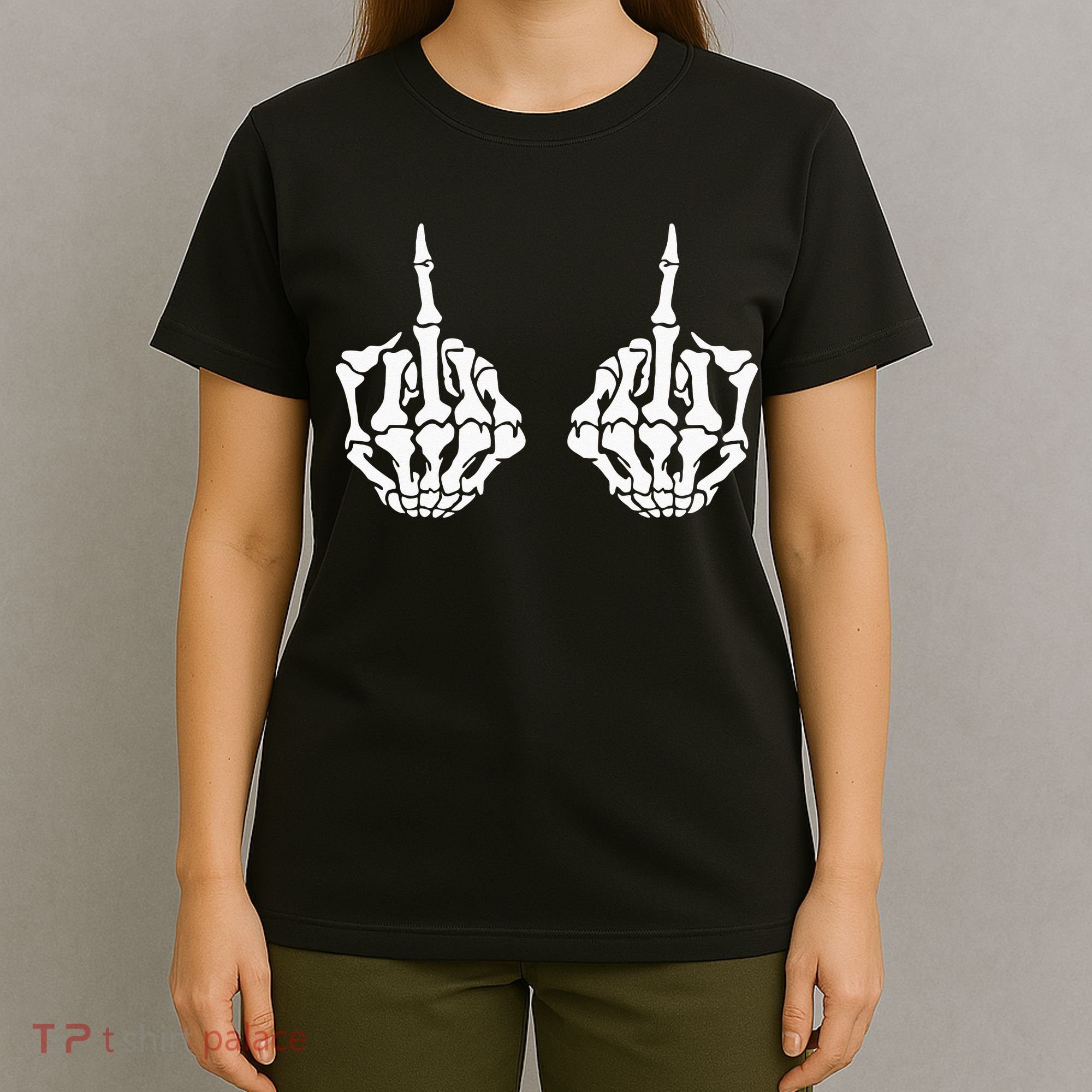Skeleton Bones Hands Middle Finger Rude Funny Sarcastic T-Shirt