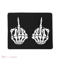 Skeleton Bones Hands Middle Finger Rude Funny Sarcastic Mousepad thumb 0