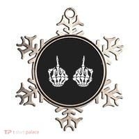Skeleton Bones Hands Middle Finger Rude Funny Sarcastic Ornament thumb 0