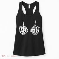 Skeleton Bones Hands Middle Finger Rude Funny Sarcastic Women's Tank Top thumb 0