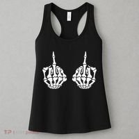 Skeleton Bones Hands Middle Finger Rude Funny Sarcastic Women's Tank Top thumb 3