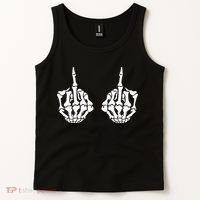 Skeleton Bones Hands Middle Finger Rude Funny Sarcastic Tank Top thumb 2