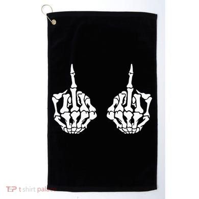 Skeleton Bones Hands Middle Finger Rude Funny Sarcastic Golf Towel