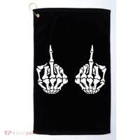 Skeleton Bones Hands Middle Finger Rude Funny Sarcastic Golf Towel thumb 0