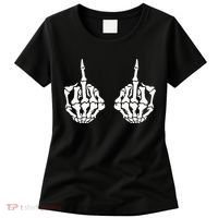 Skeleton Bones Hands Middle Finger Rude Funny Sarcastic Women's T-Shirt thumb 0