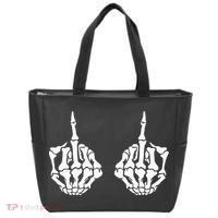 Skeleton Bones Hands Middle Finger Rude Funny Sarcastic Tote Bag thumb 0