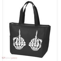 Skeleton Bones Hands Middle Finger Rude Funny Sarcastic Tote Bag thumb 3