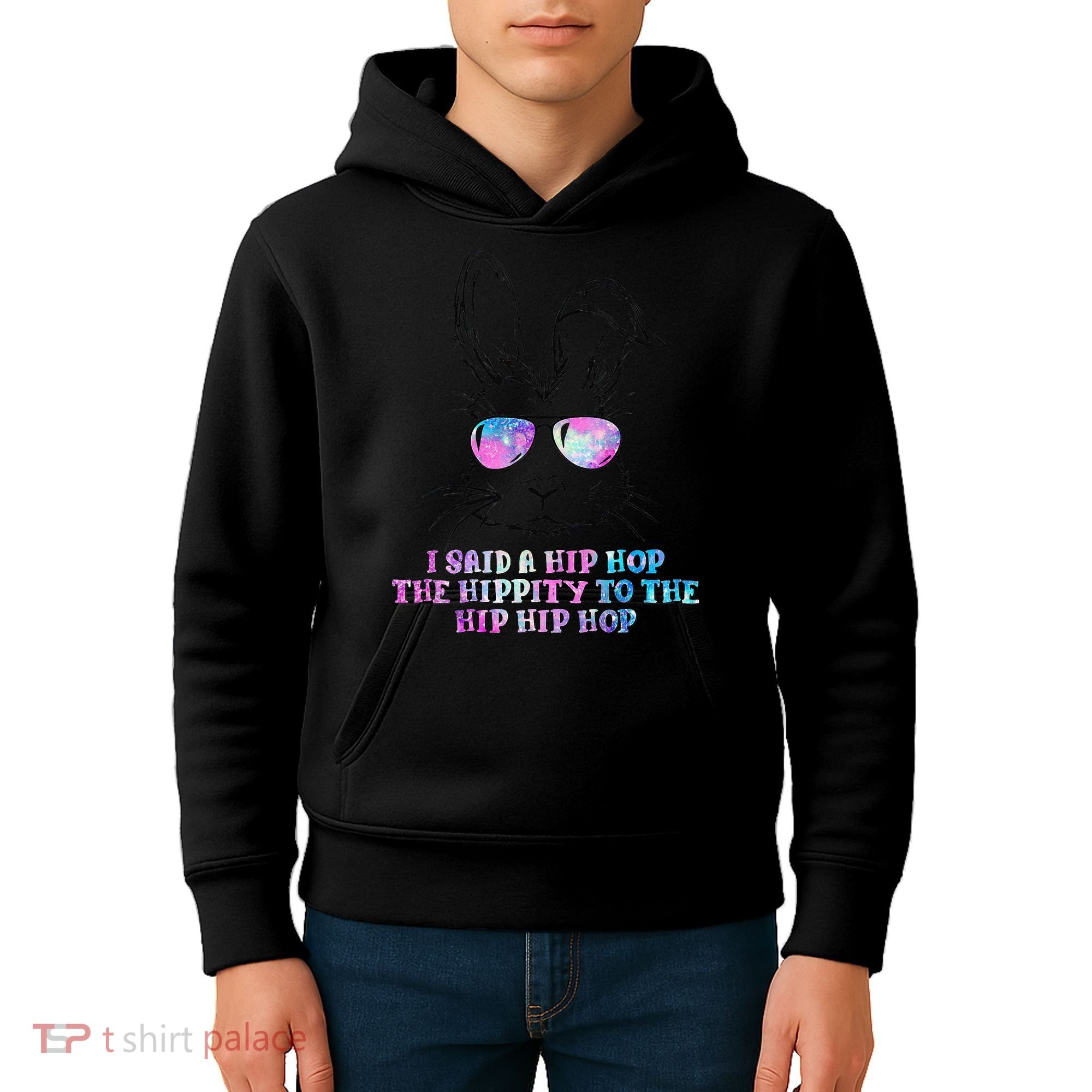 Sunglass Bunny Hip Hop Hippity Galaxy Easter Kids Hoodie