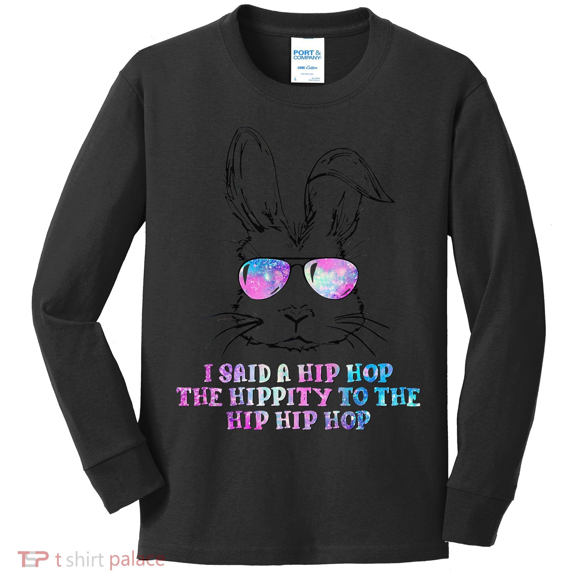 Sunglass Bunny Hip Hop Hippity Galaxy Easter Kids Long Sleeve Shirt