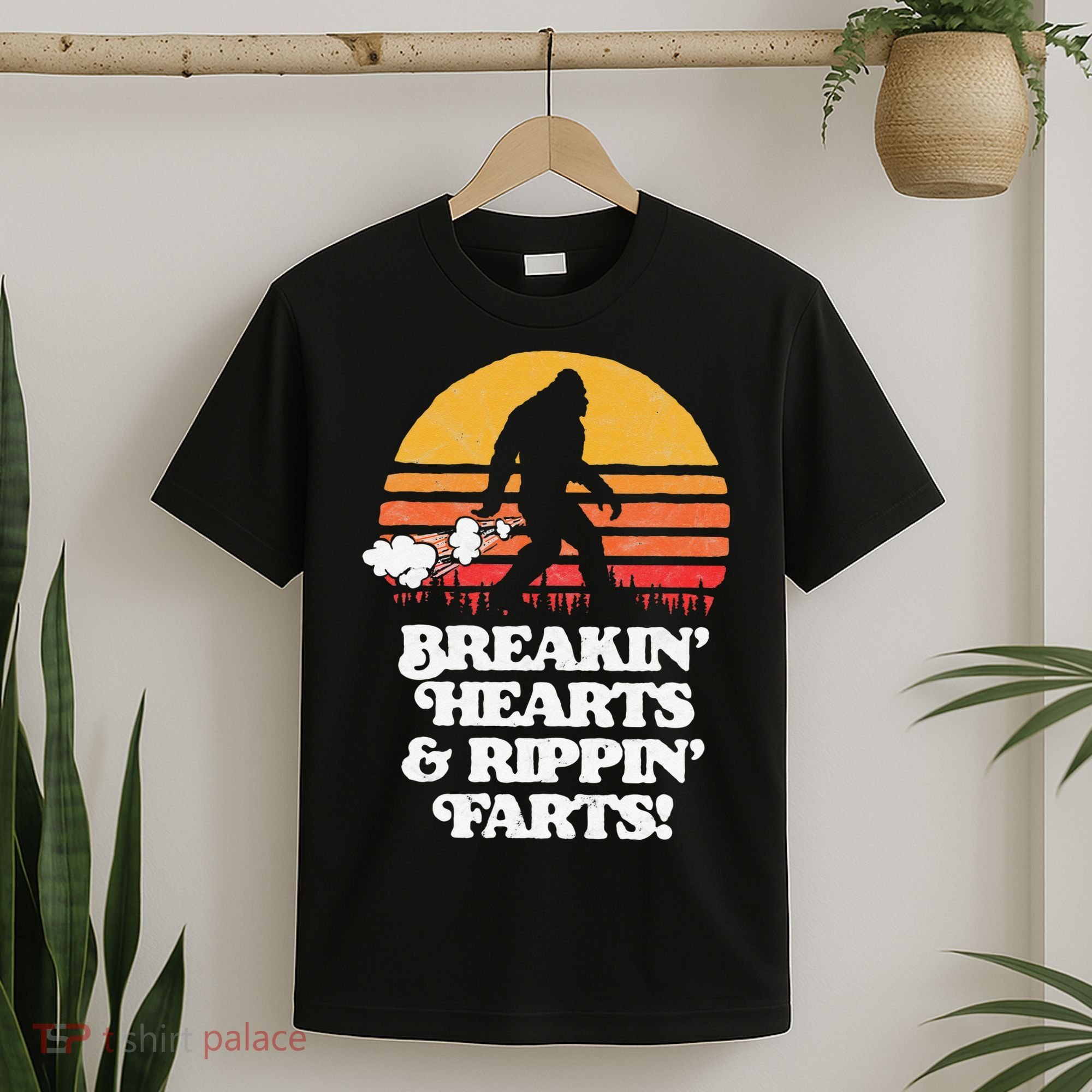 Sasquatch Breakin Hearts & Rippin Farts! Funny Bigfoot Sun T-Shirt