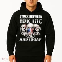 Stuck Between Idk Idc And Idgaf Funny Skull Lover Hoodie thumb 2
