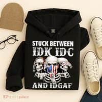 Stuck Between Idk Idc And Idgaf Funny Skull Lover Hoodie thumb 4