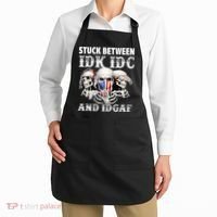 Stuck Between Idk Idc And Idgaf Funny Skull Lover Apron thumb 2