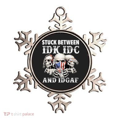 Stuck Between Idk Idc And Idgaf Funny Skull Lover Ornament
