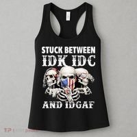 Stuck Between Idk Idc And Idgaf Funny Skull Lover Women's Tank Top thumb 3