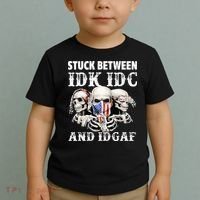 Stuck Between Idk Idc And Idgaf Funny Skull Lover Toddler T-Shirt thumb 2