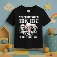 Stuck Between Idk Idc And Idgaf Funny Skull Lover Toddler T-Shirt thumb 3